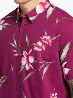 Outlet Quiksilver Waterman Night Bloomer Woven Shirt Magenta Night Bloomer