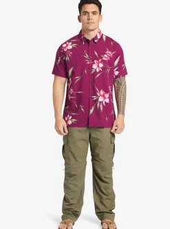 Outlet Quiksilver Waterman Night Bloomer Woven Shirt Magenta Night Bloomer