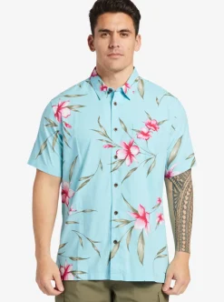 Discount Quiksilver Waterman Night Bloomer Woven Shirt Gulf Stream Night Bloomer