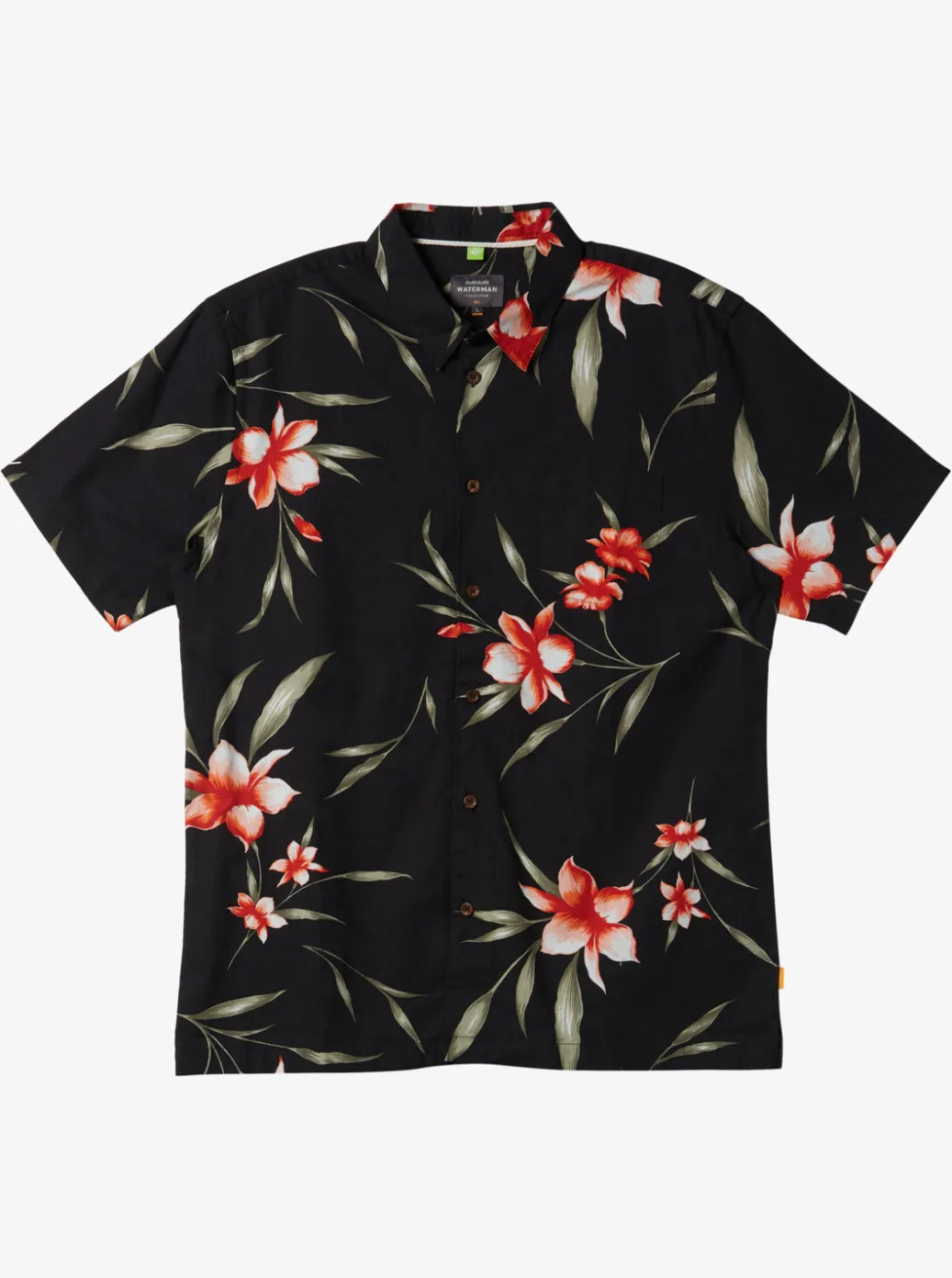 Clearance Quiksilver Waterman Night Bloomer Woven Shirt Black Night Bloomer