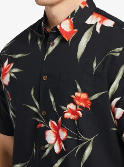 Clearance Quiksilver Waterman Night Bloomer Woven Shirt Black Night Bloomer