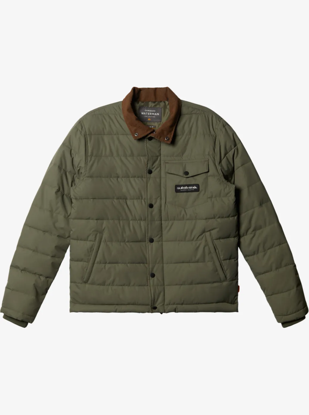 Clearance Quiksilver Waterman Ocean Caves Lightweight Puffer Jacket Dusty Olive