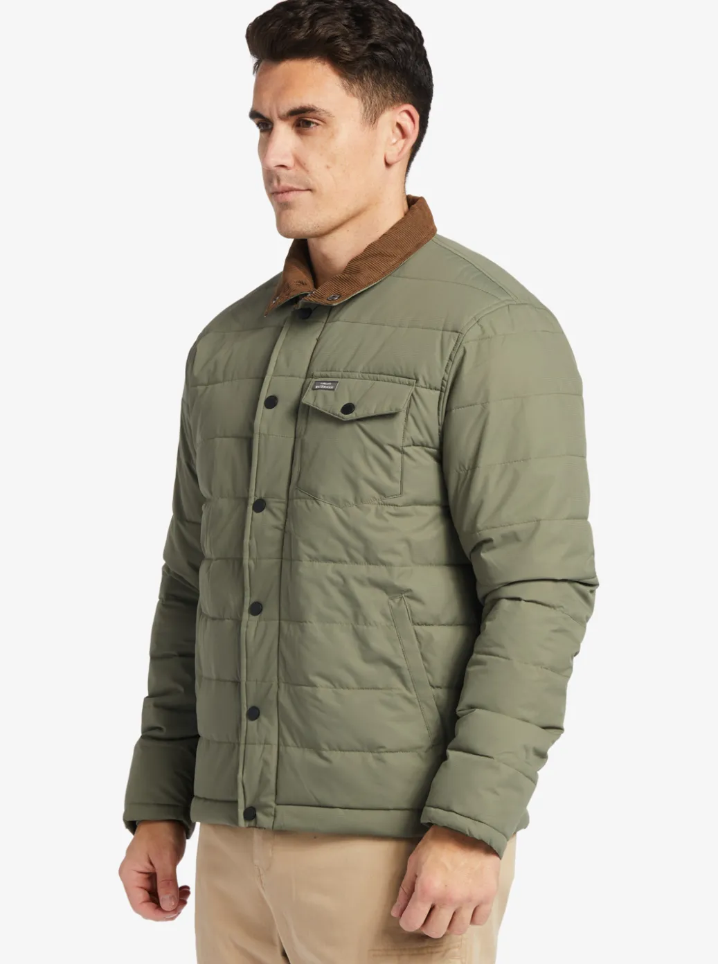 Clearance Quiksilver Waterman Ocean Caves Lightweight Puffer Jacket Dusty Olive