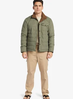 Clearance Quiksilver Waterman Ocean Caves Lightweight Puffer Jacket Dusty Olive