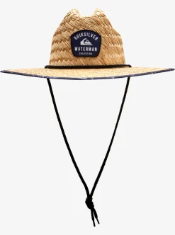 Cheap Quiksilver Waterman Outsider Straw Lifeguard Hat Medieval Blue Line Spinner