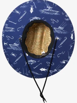Cheap Quiksilver Waterman Outsider Straw Lifeguard Hat Medieval Blue Line Spinner