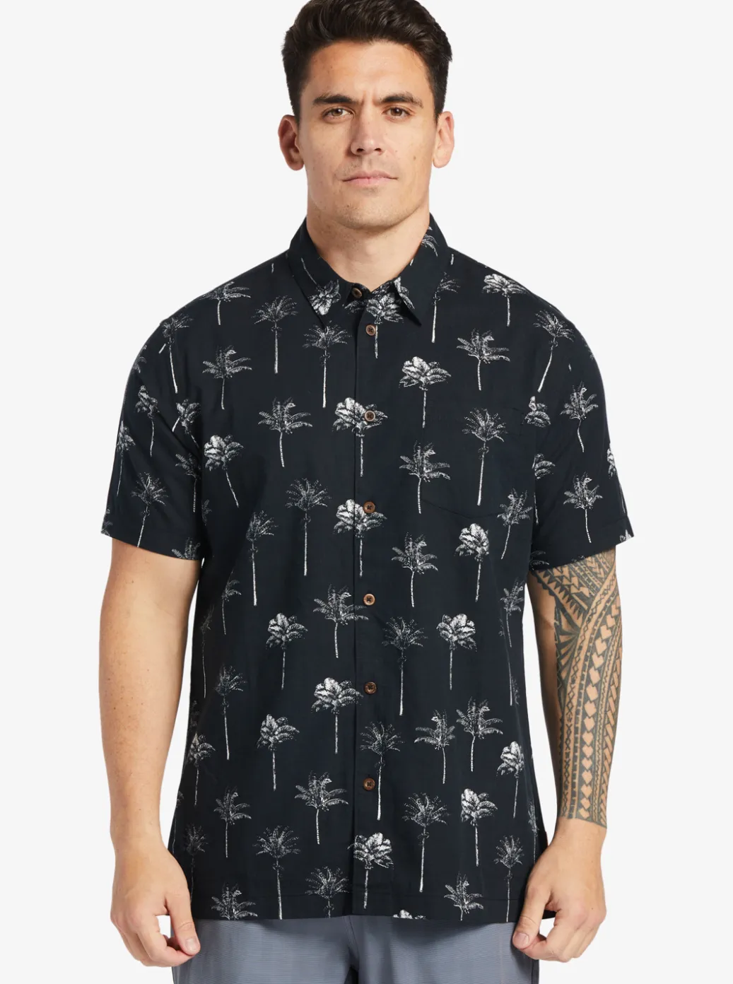 Best Sale Quiksilver Waterman Palm Friday Woven Shirt Black Palm Friday