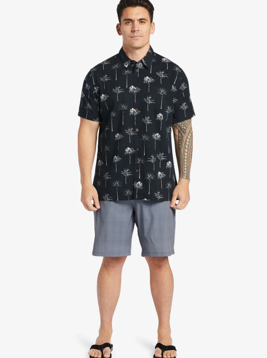 Best Sale Quiksilver Waterman Palm Friday Woven Shirt Black Palm Friday