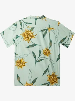 Fashion Quiksilver Waterman Perfect Bloom Short Sleeve Shirt Subtle Green Perfect Bloom