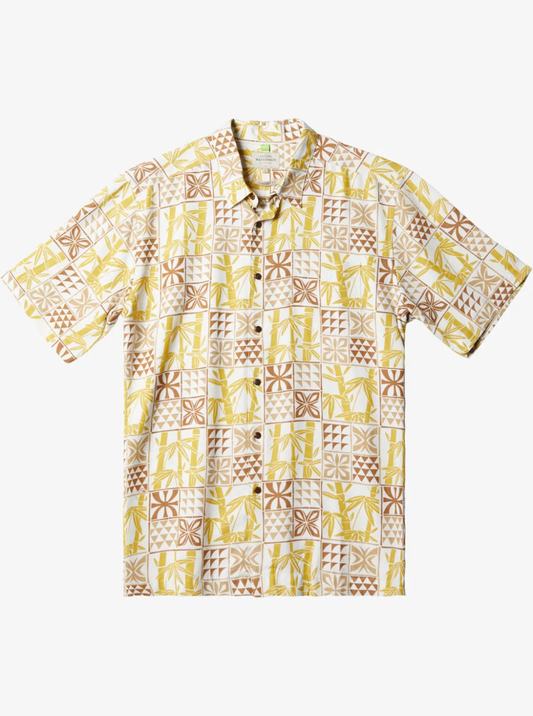 Store Quiksilver Waterman Plaid Flight Short Sleeve Shirt Brown Rice Checked Flight
