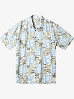 Sale Quiksilver Waterman Plaid Flight Short Sleeve Shirt Tea Checked Flight