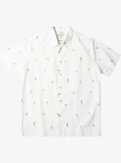 Best Quiksilver Waterman Sail Palm Short Sleeve Shirt Antique White Sail Palms
