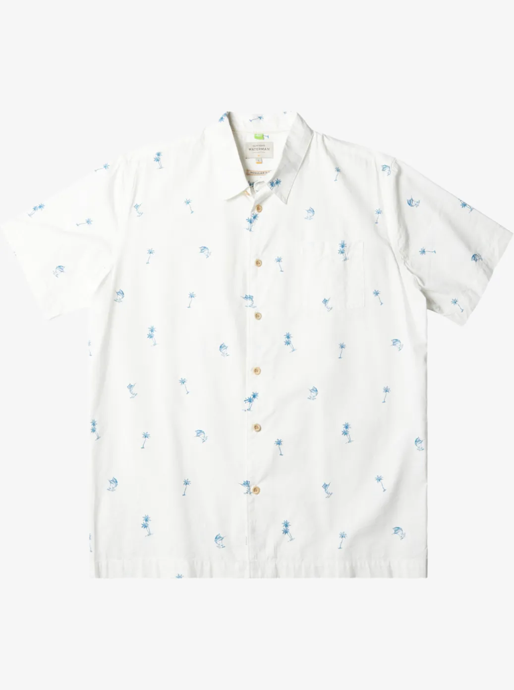 Best Quiksilver Waterman Sail Palm Short Sleeve Shirt Antique White Sail Palms