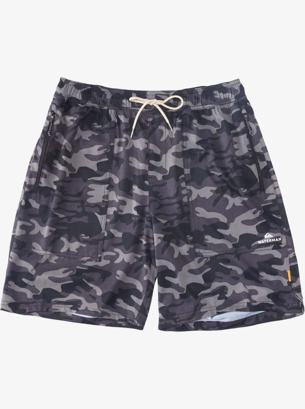 Hot Quiksilver Waterman Scout Zipper Print 19" Amphibian Boardshorts Black Camo Scout