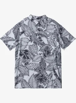 Shop Quiksilver Waterman Siesta Short Sleeve Shirt Black / Wht