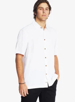Online Quiksilver Waterman Tahiti Palms Premium Anti-Wrinkle Shirt White