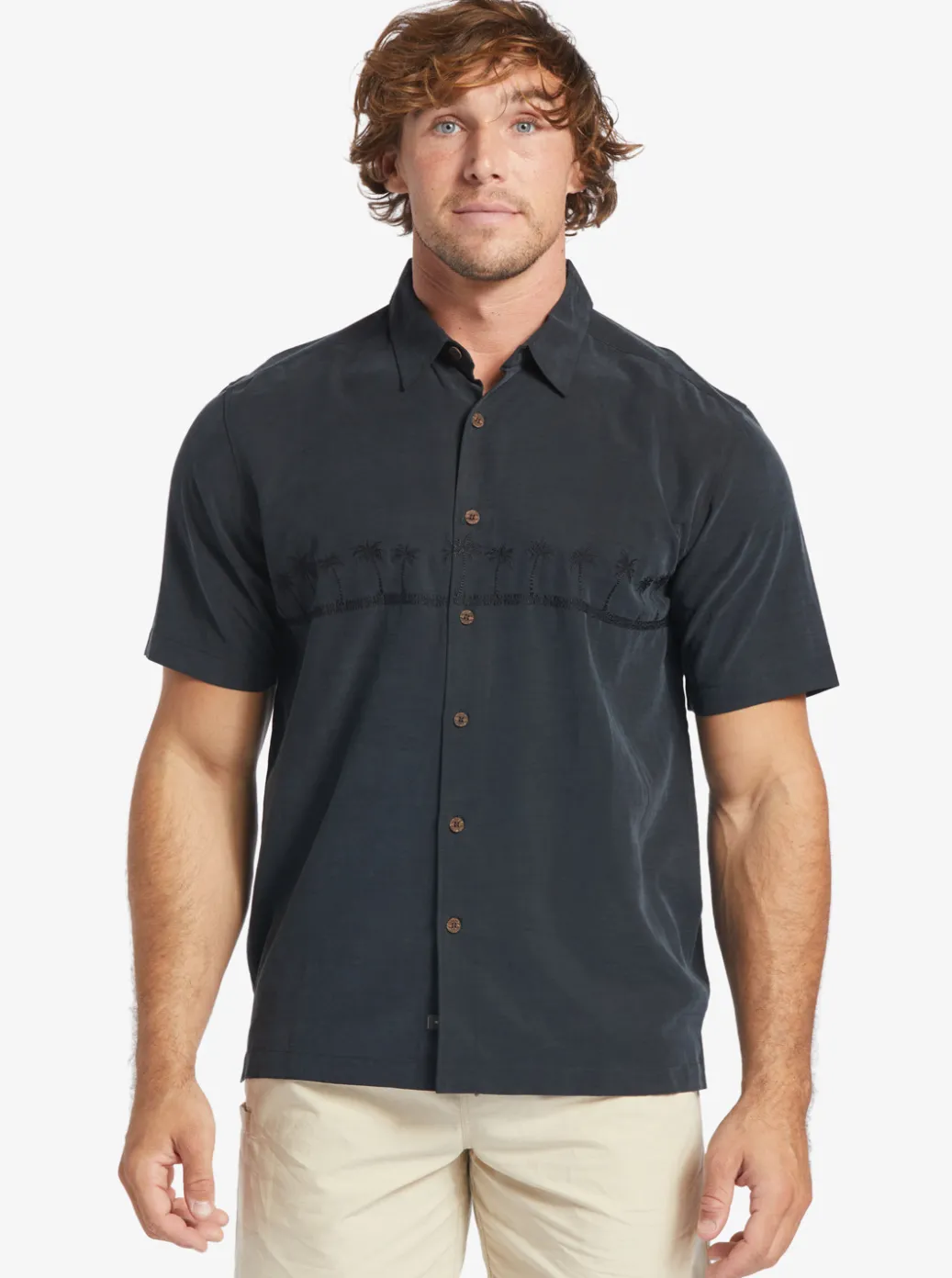 Cheap Quiksilver Waterman Tahiti Palms Premium Anti-Wrinkle Shirt Black