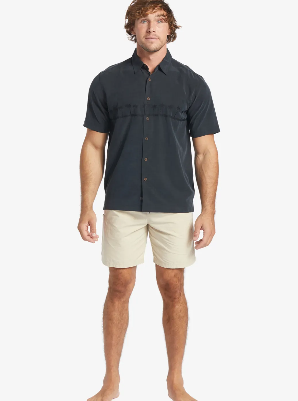 Cheap Quiksilver Waterman Tahiti Palms Premium Anti-Wrinkle Shirt Black