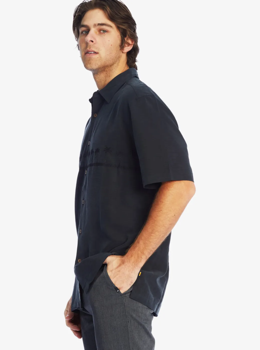 Cheap Quiksilver Waterman Tahiti Palms Premium Anti-Wrinkle Shirt Black