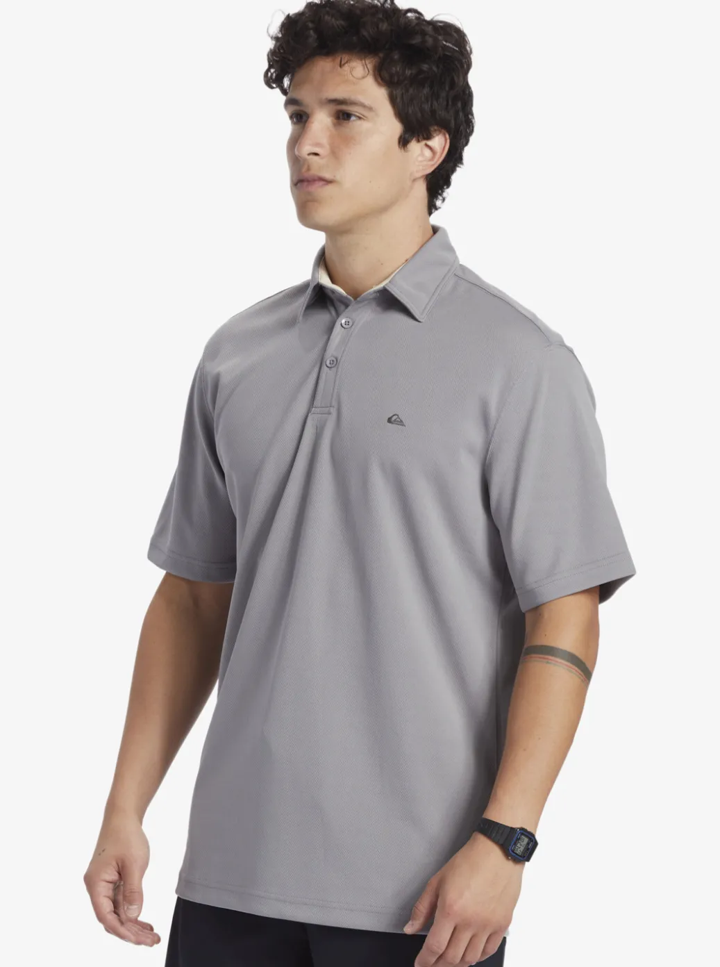 New Quiksilver Waterman Water Short Sleeve Polo Shirt Sharkskin