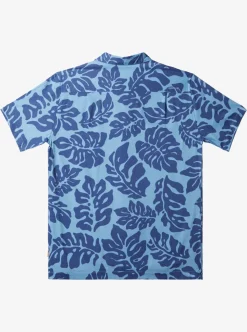 Fashion Quiksilver Waterman Waterfall Rain Short Sleeve Shirt Dusk Blue Waterfall Rain