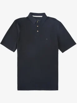 New Quiksilver Waterman Waterpolo Short Sleeve Polo Shirt Black