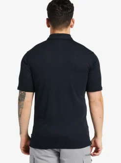 New Quiksilver Waterman Waterpolo Short Sleeve Polo Shirt Black