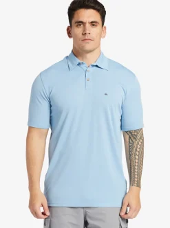 Fashion Quiksilver Waterman Waterpolo Short Sleeve Polo Shirt Dusk Blue