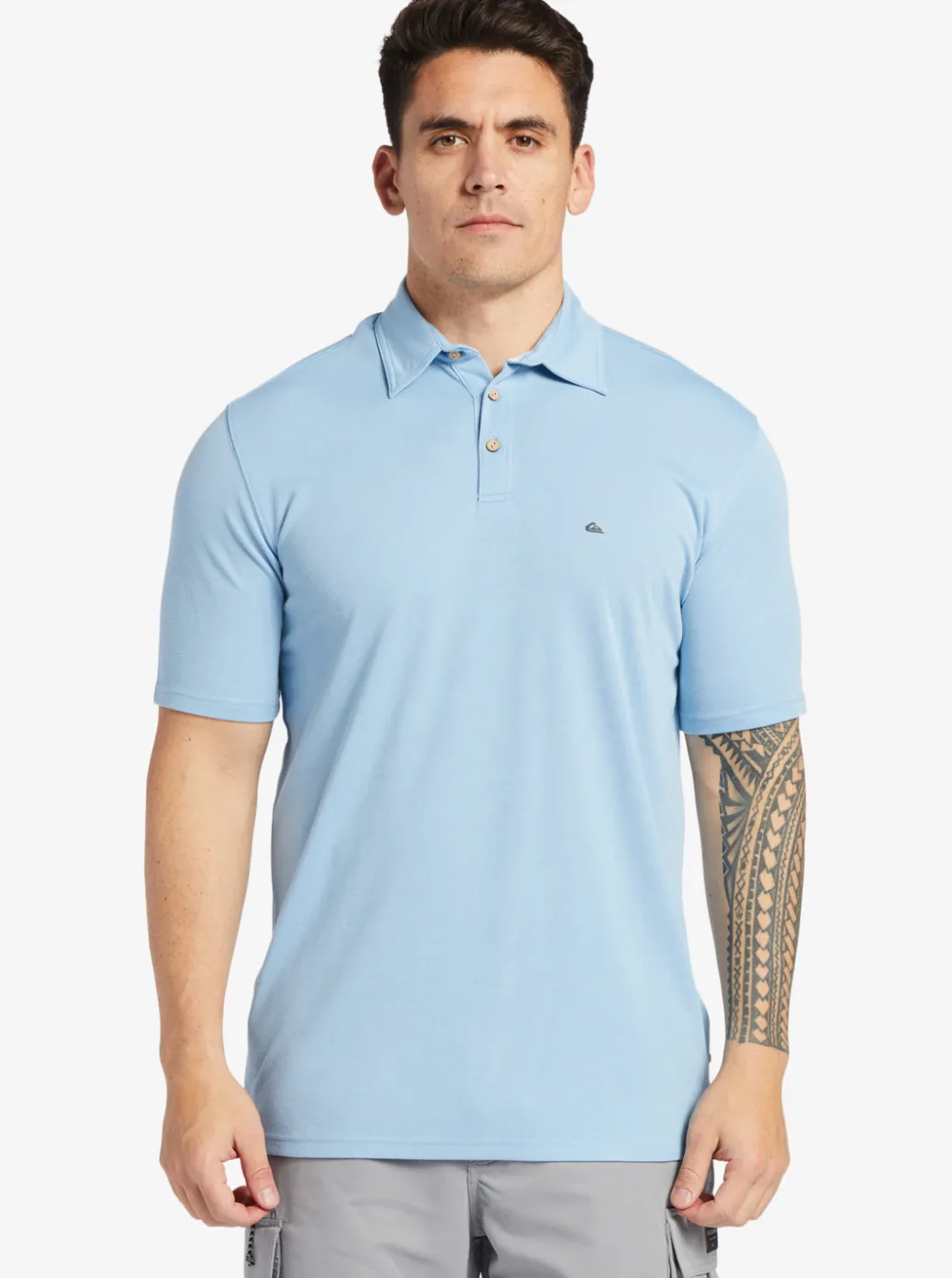 Fashion Quiksilver Waterman Waterpolo Short Sleeve Polo Shirt Dusk Blue