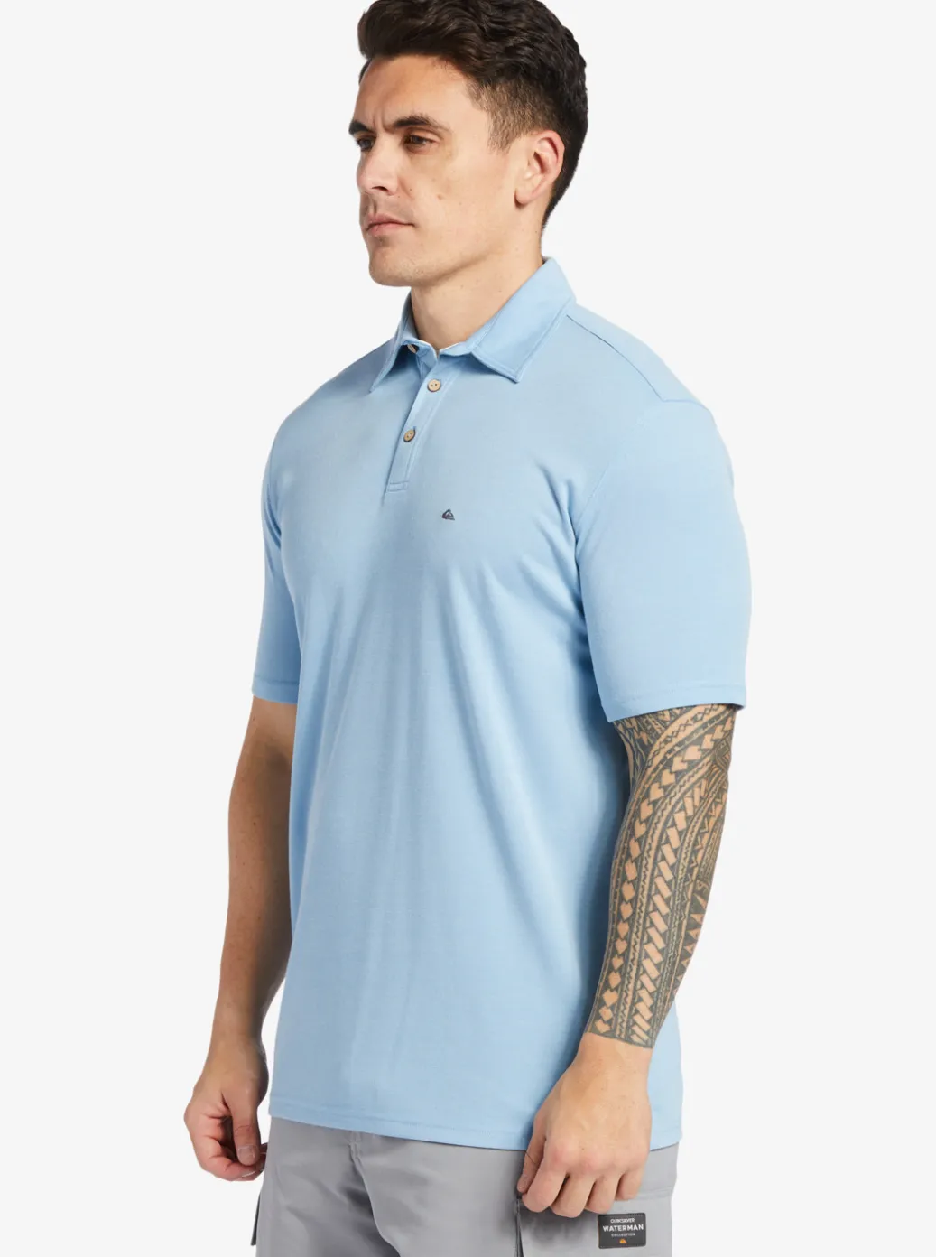 Fashion Quiksilver Waterman Waterpolo Short Sleeve Polo Shirt Dusk Blue
