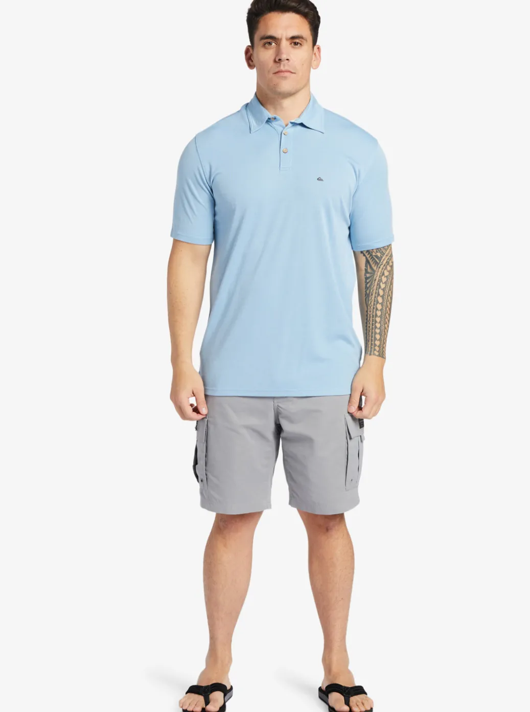 Fashion Quiksilver Waterman Waterpolo Short Sleeve Polo Shirt Dusk Blue