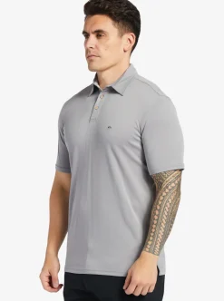 Hot Quiksilver Waterman Waterpolo Short Sleeve Polo Shirt Sharkskin