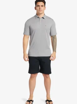 Hot Quiksilver Waterman Waterpolo Short Sleeve Polo Shirt Sharkskin